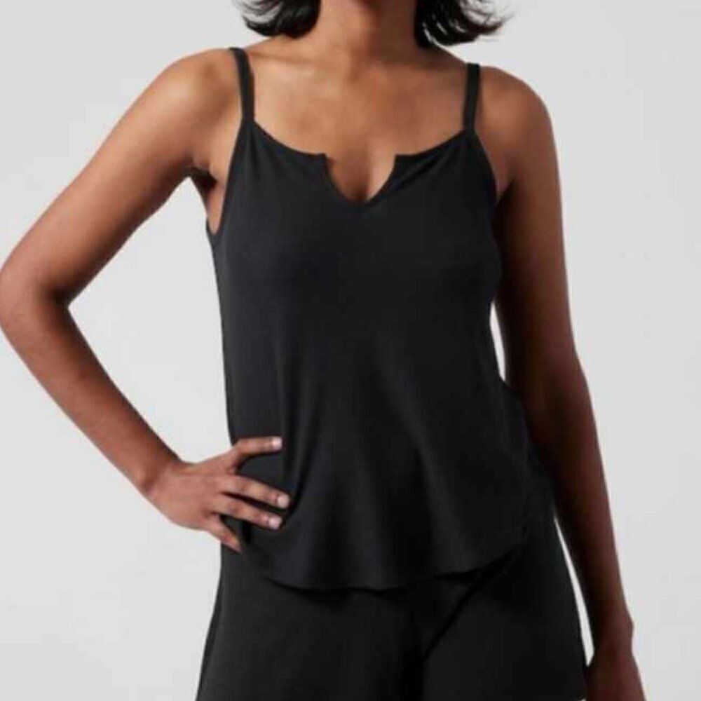 Athleta Wind Down Sleep Cami - Waffle Black